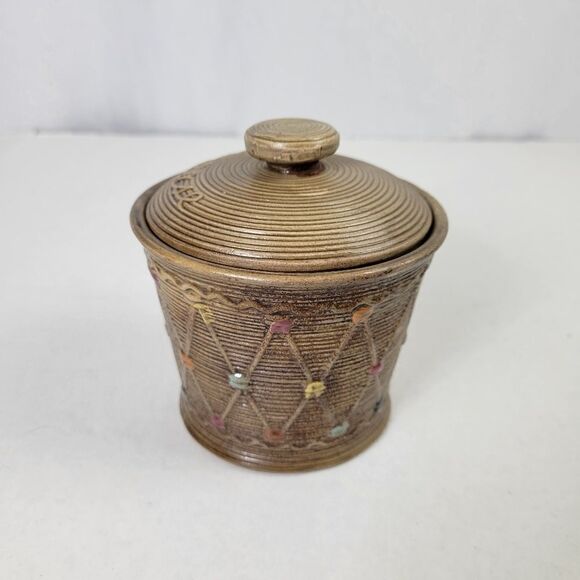 Vintage Tilso Japan Fiesta Dot Pattern‎ Ceramic Grease Jar - Picture 2 of 8